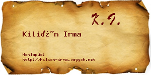 Kilián Irma névjegykártya